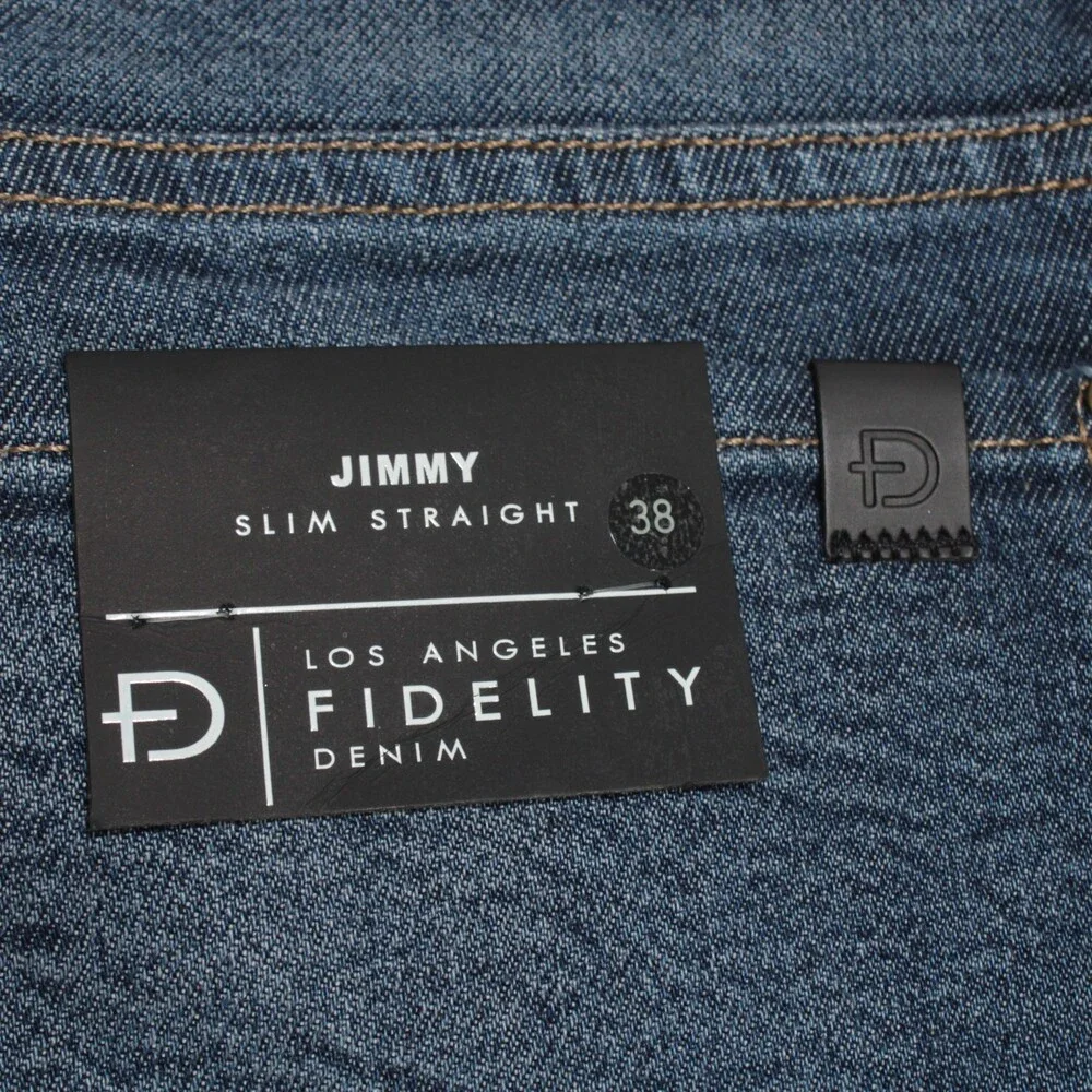 Fidelity NWT Jimmy Slim Straight 5 Pocket Jeans Size 38 US in Blue Cotton Blend